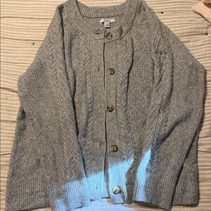 Croft & Barrow Light Gray Cable Knit Cardigan